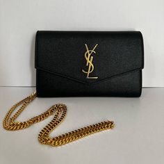 Follow My Business @Secondglancelux Via Insta We Offer Preloved Luxury Pieces At An Affordable Price! This Item Is Priced At $950 Ysl Uptown Wallet On Chain, Luxury Leather Wallet On Chain With Gold-tone Logo, Black Ysl Wallet, Ysl Wallet On Chain, Luxury Black Wallet On Chain With Gold-tone Logo, Yves Saint Laurent Bags, Yves Saint Laurent, Saint Laurent, Bag Lady