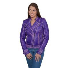 Milwaukee Leather SFL2840 Purple Women's Asymmetrical Studded Fashion Leather Jacket, Motorcycle Fashion, Purple Leather Jacket, Womens Moto Jacket, Studded Leather Jacket, Asymmetric Jacket, Sheepskin Jacket, Leather Jacket Style, Motorcycle Style