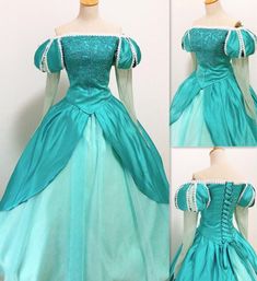 this is an image of a dress made to look like princess aurora from the little mermaid