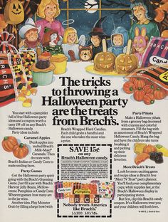 an old advertisement for halloween party with pumpkins and jack - o'- lanterns