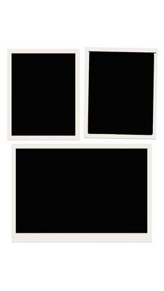 three black and white polaroid frames on a white background