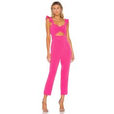 Lovers And Friends Knox Jumpsuit Size S Self: 96% Poly, 4% Elastane.Lining: 97% Poly, 3% Elastane. Draped Ruffled Shoulder Straps. Ruched Bodice With Front Cut-Out. Hidden Back Zipper Closure. Body Measures Approx 29" In Length.15" At The Knee Narrows To 11" At The Leg Opening. Condition New With Tags Spring Overall Pantsuit For Date Night, Feminine Fitted Jumpsuits For Workwear, Feminine Fitted Jumpsuits And Rompers For Workwear, Fitted Overall Jumpsuit For Brunch, Fitted Jumpsuits And Rompers For Brunch, Fitted Overalls For Brunch, Gymshark Flex Leggings, Tie Waist Jumpsuit, Lululemon Align Pant