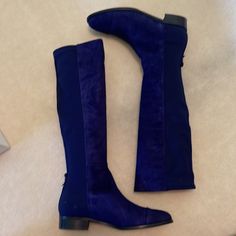 Brand New. Never Been Worn. In Perfect Condition. Comes With Shoe Dust Bag And Box. Suede. Elegant Blue Almond Toe Boots, Elegant Blue Suede Boots, Designer Blue Boots With Round Toe, Elegant Blue Boots For Fall, Lk Bennett Shoes, Brown Suede Ankle Boots, Suede High Heels, Brown Leather Heels, Lk Bennett