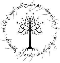 the tree of gondol with its branches and stars in it, surrounded by other symbols