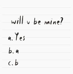 the words will u be mine written on lined paper