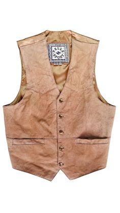 Genuine suede leather with nylon back body. Chest: 20" Length: 25" Hem: 19" Fitted Leather Vest With Rugged Style, Fitted Leather Vest In Rugged Style, Rugged Leather Sleeveless Vest, Classic Sleeveless Leather Vest, Leather Sleeveless Winter Vest, Leather Sleeveless Vest For Winter, Casual Leather Sleeveless Vest, Fitted Leather Sleeveless Vest, Fitted Western Leather Vest