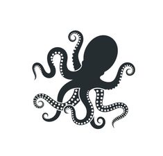 an octopus silhouetted on a white background