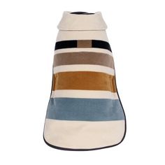 a white and brown striped dog coat