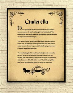 the poem cinderella written in front of a brick wall with an image of a horse drawn carriage