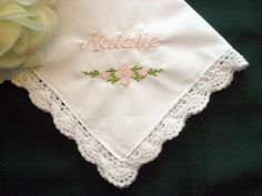 Flower Girl Gift, Personalized Wedding Handkerchief with gift box and includes shipping in the US Elegant Pink Handkerchiefs For Gifts, White Flower-shaped Handkerchiefs As Gift, Pink Flower Shaped Handkerchiefs For Gifts, Flower Shaped Pink Handkerchiefs For Gifts, Pink Flower-shaped Handkerchief For Gift, Personalized Handkerchief, Personalized Handkerchief Wedding, Personalized Handkerchiefs, Willow Grove