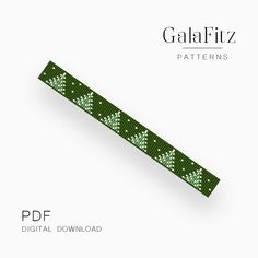 a green ribbon with white snowflakes on it and the text galafiz patterns