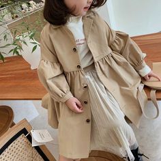 Mqtime Baby Girls Coats Spring Autumn Jackets Kids Windbreaker Infant Cotton Trench Outerwear Children's Korean Style Clothingmaterial:Cotton and othersgender:girls90-130 Bohemian Maternity, Maternity Photography Props, White Maternity Dresses, Girls Coats, Maternity Long Dress, Boho Maternity, Clothes Korean Style