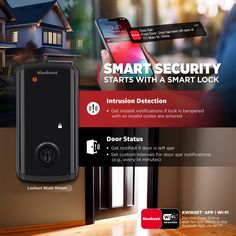 smart security starts with a smart lock advertisming the door to an apartment