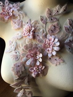 "Fine net 3D lace with embroidered flowers and leaves ... amazing dimension. This is a NEW style with peachy pink and pink embroidery, tiny sequins, faux studded pearls and diamente. About 13\" x about 9\" overall. More lace, stretch lace, appliques, flowers, leaves and other lovelies located here: LACES: http://www.etsy.com/shop/MaryNotMartha?section_id=6414105 STRETCH LACES: http://www.etsy.com/shop/MaryNotMartha/search?search_query=STRETCH+LACE&search_submit=&search_type=user_shop_ttt Pink Floral Embroidery Lace For Party, Pink Lace With Floral Embroidery For Party, Pink Floral Embroidered Lace For Party, Pink Embroidered Lace For Party, Elegant Embroidered Pink Lace, Elegant Pink Embroidered Lace, Pink Fitted Lace With Floral Embroidery, Fitted Pink Lace With Floral Embroidery, Pink Floral Embroidered Fitted Lace