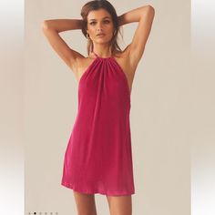 Nwt Peppermayo “Love From Europe Halter Plisse Dress” In Magenta. Size Us2 - Mini Dress With Tie Halter Top And Open Back. Halter Neck Lined Dresses For Date Night, Flirty Halter Neck Lined Dress, Pleated Sundress For Date Night, Pink Pleated Halter Neck Dress, Cocktail Pleated Halter Neck Dress, Pleated Halter Neck Dress For Night Out, Halter Neck Pleated Cocktail Dress, Cocktail Halter Neck Pleated Dress, Date Night A-line Halter Dress