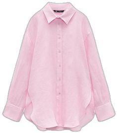 Oversized Chic Shirt For Spring, Trendy Zara Shirt In Relaxed Fit, Oversized Shirt With Shirttail Hem For Spring, Oversized Pink Shirt For Day Out, Zara Chic Oversized Shirt, Casual Oversized Pink Blouse, Oversized Pink Casual Blouse, Oversized Casual Pink Blouse, Oversized Trendy Zara Top