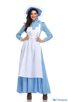 Orcajump - European rustic female Halloween adult storytelling colonial dresses - Final Sale Maid Halloween Costume, Maid Halloween, Colonial Dress, Maid Uniform, Matching Costumes, Mermaid Outfit, White Apron, Family Halloween Costumes, Funny Outfits