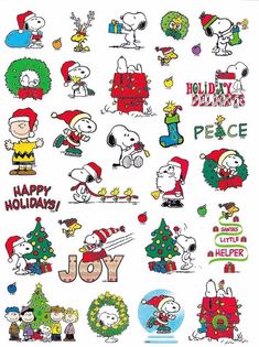 the peanuts christmas stickers are all over the place