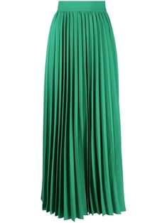 green crepe texture fully pleated wrap design high waist self-tie fastening mid-length straight hem Spring Green Pleated Maxi Skirt, Green Flowy Midi Skirt, Pleated Green Skirt For Evening, Green Pleated Skirt For Evening, Green Pleated Waist Summer Bottoms, Green Midi Pleated Skirt For Party, Green Long Pleated Skirt For Spring, Midi-length Workwear Bottoms With Folds, Flowy High-waisted Green Maxi Skirt