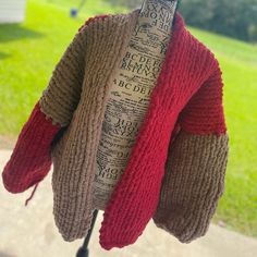 Burgundy & Tan Polyester Cardigan Color Block Cardigan, Oversized Cardigan, Polyester Yarn, Yarn Colors, Jumpers And Cardigans, Cardigans For Women, Lady In Red, Sweater Outfits, Hand Knitting