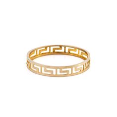 "14k solid Gold Greek Key Ring, Meander Ring, Greek Gold Ring, Solid Gold Greek Key Band, Greek Key Design, Greek Jewelry 𝐏𝐑𝐎𝐃𝐔𝐂𝐓 𝐃𝐄𝐓𝐀𝐈𝐋𝐒 Greek key Ring inspired by the ancient Greek design of the Meander or Greek Key. Meandros design is a decorative border constructed from a continuous line, shaped into a repeated motif.  Kt: K14 Width: 0.3 cm - 0.12\" Weight: 1 gr Handmade item. 𝐏𝐀𝐂𝐊𝐀𝐆𝐈𝐍𝐆 All items are sent in a presentable gift box 𝐒𝐇𝐈𝐏𝐏𝐈𝐍𝐆 *We ship worldwide by Greek Key Jewelry, Ancient Greek Design, Greek Accessories, Greek Jewellery, Greek Goddess Dress, Greek Ring, Greek Design, Key Jewelry, Greek Jewelry