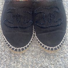 Chanel Classic Black Canvas Espadrilles. Super Comfortable And Perfect For Summer. Lightly Worn, In Good Condition! Shoes Chanel, Chanel Black, Chanel Shoes, Espadrille Shoes, Black Canvas, Black Tan, Black And Tan, Chanel Classic, Classic Black