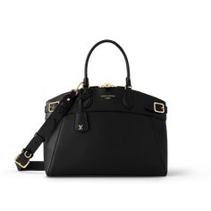 LOUIS VUITTON® - Vendôme Mm - Black Lock It, Duffle Bag Travel, Leather Denim, Woman Bags Handbags, Louis Vuitton Official, Silver Jewelry Fashion, Monogram Bag, Color Dorado, Small Leather Goods