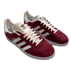 Adidas Gazelle Activewear/Casual Lace Closure Rubber outsole Suede Upper Synthetic Lining Collegiate Burgundy/Cloud White/Gold Metallic Code:B41645