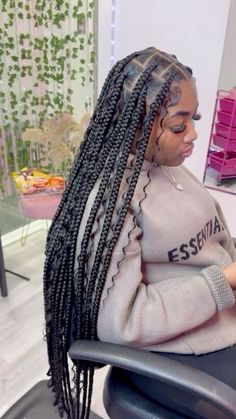 Styles For Knotless Braids, Hairstyles Wigs, Braids Knotless, Long Box Braids