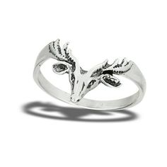 Deer Reindeer Buck Stag Animal Ring .925 Sterling Silver Band Jewelry Female Male Unisex Size 9 All our silver jewelry is crafted from .925 silver also commonly referred to as sterling silver. Sterling silver is the standard for beautiful high-quality silver jewelry and can not be replicated by lower priced silver plated jewelry. It is 92.5% pure silver, mixed with alloys to add strength and durability to stand the test of time. We promise superior service which includes fast shipping, great com Stag Animal, V Ring, Buck Deer, Animal Ring, Sterling Silver Wedding Band, Silver Wedding Bands, Animal Rings, Female Male, Band Jewelry