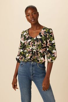 Annika Organic Cotton Blouse - Lily– Amour Vert Tops To Wear With Jeans, Ankara Tops, Puff Sleeve Blouse, Organic Cotton Fabric, Eco Friendly Fabric, Cotton Blouse, Cropped Style, Cotton Blouses, High Waisted Denim