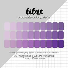 an image of a purple and white background with the text eleac procreate color palette