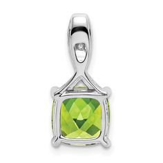 14k White Gold Cushion Peridot and Diamond PendantPeridot the August birthstone is a symbol of protection during the night, the green stone has been popular for long time.Pure gold (fine gold) is softer than pure silver but harder than tin. Its beauty and luster are unmatched by any alloyed gold. The extreme malleability, ductility, and softness of pure gold make it practically useless for jewelry applications. Alloying elements (other metals) are added to gold to increase the toughness and hard Symbol Of Protection, Gold Cushions, August Birthstone Jewelry, Peridot Stone, August Birthstone, Elegant Pendant, Magnetic Bracelet, August Birth Stone, Pure Gold