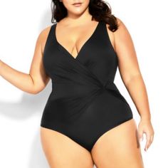 City Chic Samira One Piece Swimsuit In Black Size City Chic Large/Us 20. Has A Shelf Bra With Soft Cups Underneath. New With Tags And From A Smoke-Free Home. Td9 Elegant Black Sleeveless One Piece, Elegant Black Sleeveless One-piece, Black V-neck One Piece With Lined Body, Black V-neck One-piece With Lined Body, Soft Cup, A Shelf, Shelf Bra, City Chic, Womens Swim