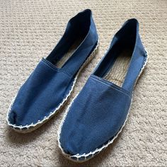 Brand New, Never Worn Authentic French Espadrilles. Size 38 / 7.5 U.S. Blue Chambray Color With Beige Stitching. These Are The Perfect Casual Summer Shoes! Comfortable Blue Espadrilles With Round Toe, Comfortable Blue Slip-on Espadrilles, Blue Casual Espadrilles With Round Toe, Blue Comfortable Espadrilles For Summer, Blue Casual Espadrilles For The Beach, Comfortable Blue Espadrilles For Spring, Blue Comfortable Espadrilles, Blue Casual Espadrilles, Blue Flat Casual Espadrilles