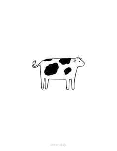 a black and white drawing of a cow