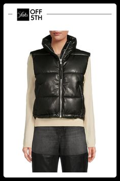 This Puffer Vest From S13 Features A Stand Collar And Faux Leather Finish. Stand Collar Sleeveless Two Front Pockets Zip Pockets Polyurethane Lining: Polyester Fill: 100% Polyester Spot Clean Imported Size & Fit Model Measurements: 5’10 Tall Model Is Wearing A Us Size Small. Womens - W Outerwear > Saks Off 5th. S13. Color: Black. Size: L. Leather Puffer Vest, Leather Puffer, Leather Finish, Puffer Vest, Tall Model, Model Measurements, Stand Collar, Vest Jacket, Zip Pockets