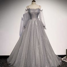 Home · Little Cute · Online Store Powered by Storenvy Glitter Prom Dresses, A Line Prom Dress, Prom Dress Evening, A Line Evening Dress, Tulle Sleeves, Long Sleeve Prom, A Line Prom Dresses, فستان سهرة, Long A