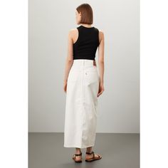 Off-white cotton (100% Cotton). Jeans & Denim. Front button fly closure. 38" inseam. 10.5" rise. Imported. High Rise Relaxed Cotton Skirt, White High Waist Cotton Denim Skirt, White High-waisted Cotton Denim Skirt, Levi's Cotton Bottoms For Spring, Casual High Rise White Denim Skirt, White Relaxed Fit Cotton Skirt, White Relaxed Cotton Skirt, Levi's Fitted Cotton Denim Skirt, Levi's Fitted Cotton Skirt