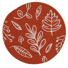 Harmonize functionality and style with this charming trivet set to achieve the perfect consistency of visual appeal and protection to your kitchen dining tables, counters, or living room coffee tabletops. Place your favorite Thanksgiving or everyday meals on the table using this lovely, raised trivet in rustic sienna orange and cream hues. Features a leaf and plant pattern to blend in a seasonal home setting or when not in use by adding a lovely combination of fall shades. Plant Graphic Design, Orange Placemats, Sienna Orange, White Graphic Design, Plant Graphic, Forest Decor, Hot Dishes, Kitchen Dinnerware, Kitchen Counters