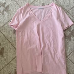 Never Worn Before!! Size M V-Neck Style Make Offers!! Zara Tops, Neck Shirt, Shirt Color, Colorful Shirts, Zara, Womens Tops, Tops & Tees, V Neck, Pink