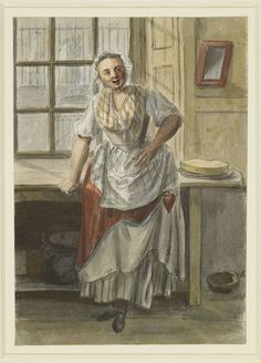 woman in a kitchen by paul sawley, c 1876 watercolor and ink on paper