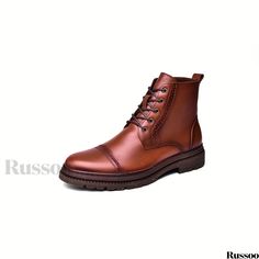 Russoo - Mens Cap Toe Brogue Dress Boots: Versatile Derby Shoes for Casual Lace-up Style and Comfortable Walking Casual Wingtip Lace-up Boots For Work, Casual Wingtip Lace-up Boots For Fall, Casual Lace-up Boots With Brogue Detailing For Fall, Casual Cap Toe Lace-up Boots For Fall, Casual Brogue Lace-up Boots For Winter, Casual Lace-up Boots With Brogue Detailing For Winter, Casual Ankle-high Fitted Lace-up Boots, Casual Brown Business Lace-up Boots, Casual Brown Lace-up Boots For Business