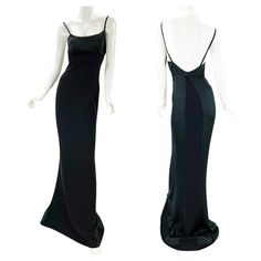 NWT Tom Ford for Gucci Black Silk Long Dress Gown Simply the Best and Classy!!! S/S 2001 Collection Italian size 40 - US 4 ( please check measurements). Classy black silk gown with open back. The shine of satin on the bust with satin inserts at the back adds provocation and sexuality to the dress in evening lighting. Measurements approx.: Length - 63 inches ( front), 69" (back), Bust - up to 34", Waist - 28", Hips - 34"/36". Fabric stretchy. Content: 96% Silk, 4% Elastane. Made in Italy. New wit Silk Fitted Maxi Dress For Black-tie Events, Luxury Fitted Bias Cut Gown, Luxury Bias-cut Evening Dress For Formal Occasions, Black Sleeveless Silk Gown, Luxury Bias Cut Evening Dress For Formal Occasions, Silk Fitted Gown For Night Out, Full Length Silk Evening Gown, Evening Silk Gown Full Length, Silk Full-length Evening Gown