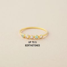 "♥ Family Birthstone Ring ♥ Customed by kids' birthstones, this beautiful and dainty ring is a perfect gift for your mom or your loved one. P R O D U C T ∙ I N F O * Material: Solid 925 Sterling Silver * Finishing: Silver - Yellow Gold - Rose Gold * Up to 5 stones * Each stone measures approx. 1/16'' (2mm) H O W * T O * O R D E R 1. Select the drop-down option you want 2. Please let us know the following information in the \"Add your personalization\" box or \"Note to Seller\" box: - The birthst Adjustable Stackable Rings For Birthday, Personalized Dainty Rings For Birthday, Dainty Personalized Ring For Birthday, Gold Birthstone Ring For Birthday And Mother's Day, Gold Birthstone Ring For Mother's Day Birthday, Dainty Birthstone Ring With Accent Stones, Dainty Personalized Birthday Ring, Yellow Gold Birthstone Ring For Birthday, Stackable May Birthstone Ring For Birthday