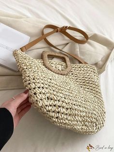 BirdinBag - Premium Woven Straw Tote Bag: Elegant Resort Style, Spacious Design Casual Handheld Bags With Top Carry Handle, Beach Season Rectangular Satchel With Adjustable Strap, Casual Beige Bag With Adjustable Handle, Natural Shoulder Bag With Adjustable Handle For Travel, Travel Straw Tote Bag With Adjustable Handle, Casual Beach Shoulder Bag With Top Handle, Casual Top Handle Shoulder Bag For Beach, Natural Shoulder Bag With Adjustable Handle For Daily Use, Beach Season Tote Bag With Handles