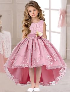 Girls Ball Gown, Floral Embroidery Dress, Cheap Party Dresses, Kids Party Dresses, Party Dresses Online, Hi Low Dresses, Vestidos Vintage, Line Dress, Girls Party Dress