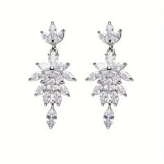 Just The Right Size And Shimmer, These Stunning Mini-Chandelier Earrings Are Perfect For Brides, Bridesmaids, Bridal Parties, Proms And Mothers Of The Bride. The Earrings Measure Just Under 2" And Are A Must-Have For Every Bridal Jewelry Collection. Made With Aaaaa Quality Cubic Zirconia, These Lifetime Guaranteed Dazzling Drop Earrings Make The Perfect Medium Sized Statement Earrings For Any Occasion. 1 7/8" H X 7/8" W. Post Earrings With Comfort Disk Backs. #Earring #Cubiczirconia #Bridalearri Baublebar Earrings, Bridal Jewelry Collection, Stone Dangle Earrings, Bridal Parties, Faux Pearl Earrings, Fused Glass Jewelry, Prom Jewelry, Gold Pearl Earrings, Mini Chandelier