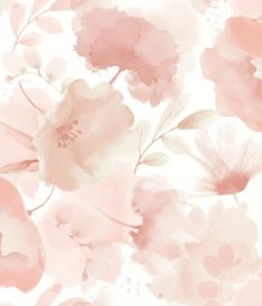 watercolor flowers on white background with pink and peach colors in the middle, for wallpaper or fabric