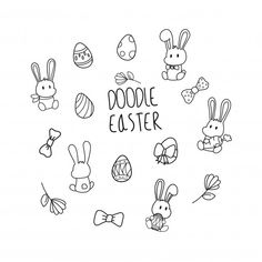 doodle easter images in black and white with the words doodle easter on it